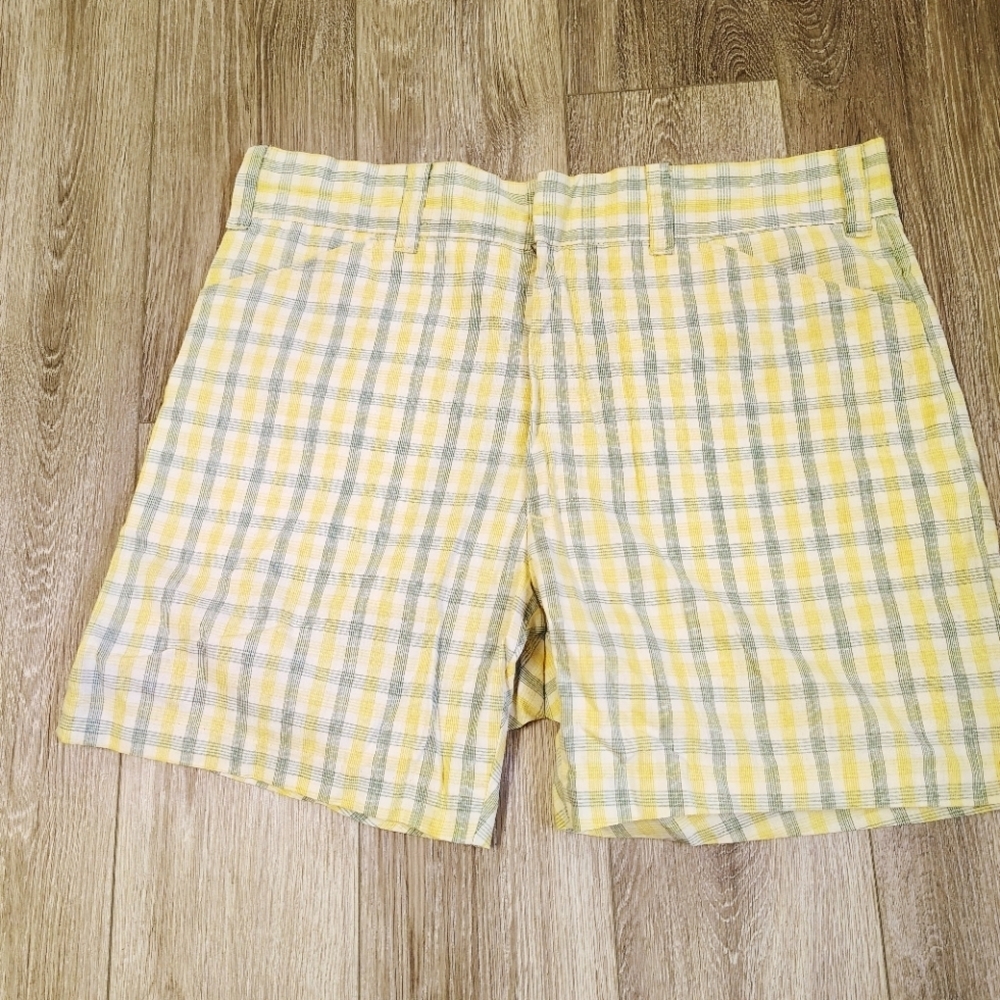 Yellow Plaid Men's Shorts Vintage